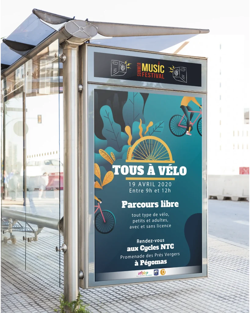 Affiche abri-bus tous à vélo